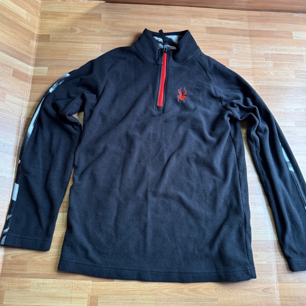 SPYDER pull over quarter zip, black unisex fleece size large
